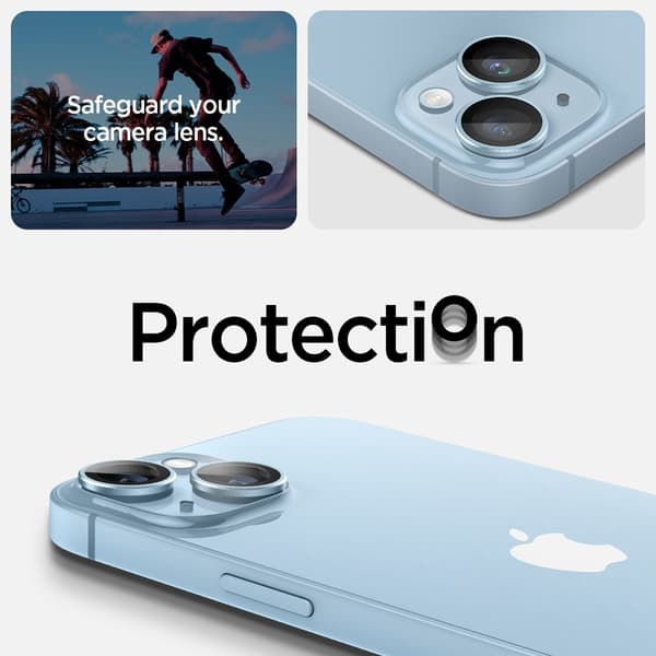 Spigen iPhone 14/iPhone 14 Plus Kameraskydd GLAS.tR EZ Fit Optik Pro Blå 2-pack