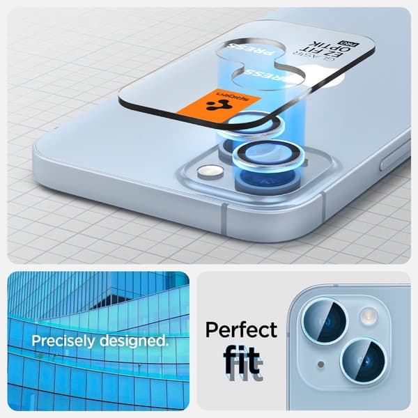 Spigen iPhone 14/iPhone 14 Plus Kameraskydd GLAS.tR EZ Fit Optik Pro Blå 2-pack
