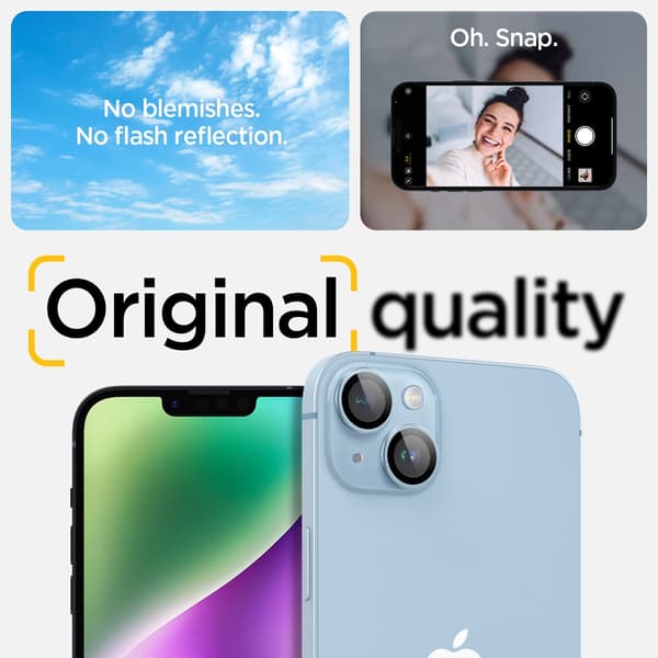 Spigen iPhone 14/iPhone 14 Plus Kameraskydd GLAS.tR EZ Fit Optik Pro Blå 2-pack