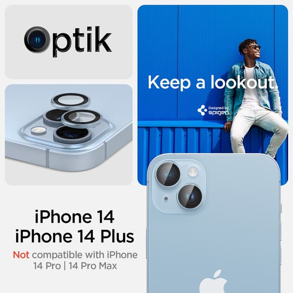 Spigen iPhone 14/iPhone 14 Plus Kameraskydd GLAS.tR EZ Fit Optik Pro Blå 2-pack