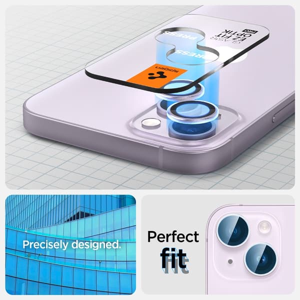 Spigen iPhone 14/iPhone 14 Plus Kameraskydd GLAS.tR EZ Fit Optik Pro Lila 2-pack
