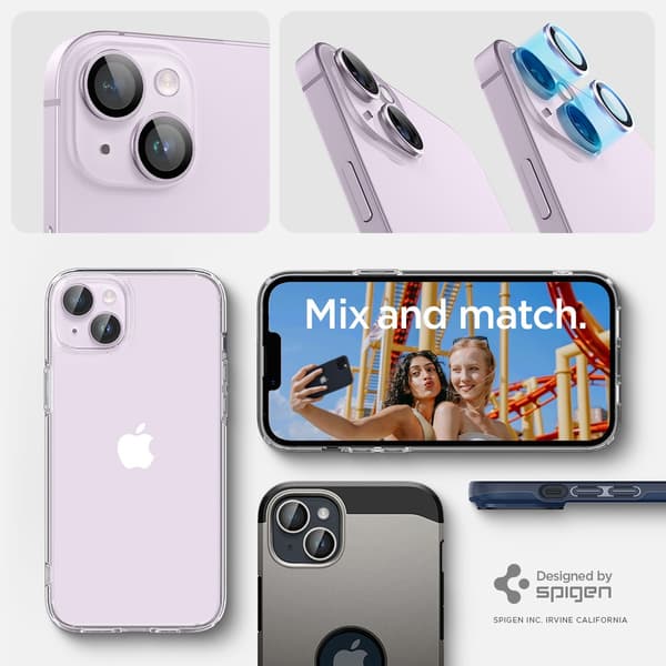 Spigen iPhone 14/iPhone 14 Plus Kameraskydd GLAS.tR EZ Fit Optik Pro Lila 2-pack