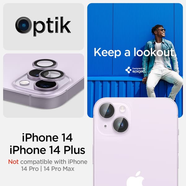 Spigen iPhone 14/iPhone 14 Plus Kameraskydd GLAS.tR EZ Fit Optik Pro Lila 2-pack