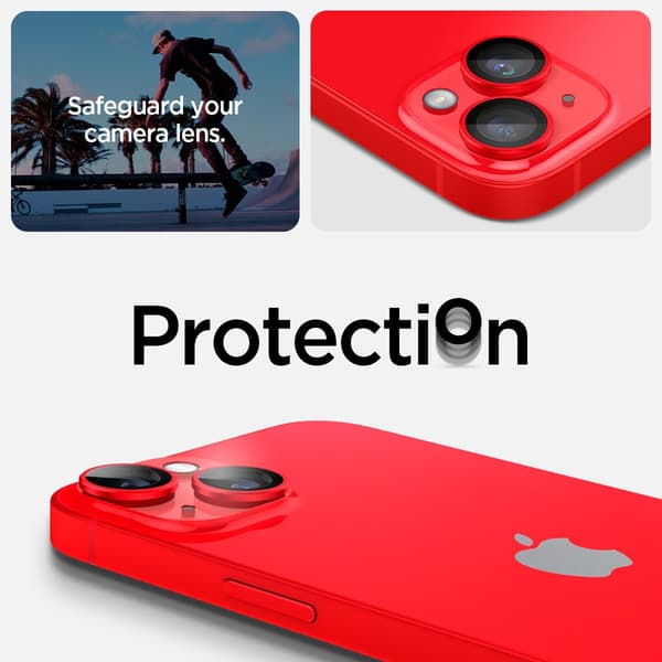 Spigen iPhone 14/iPhone 14 Plus Kameran suoja GLAS.tR EZ Fit Optik Pro Punainen 2-pakkaus