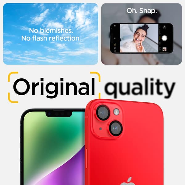 Spigen iPhone 14/iPhone 14 Plus Kameran suoja GLAS.tR EZ Fit Optik Pro Punainen 2-pakkaus