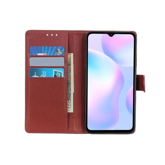 Xiaomi Redmi 9A Plånboksfodral med Stativ – Brun