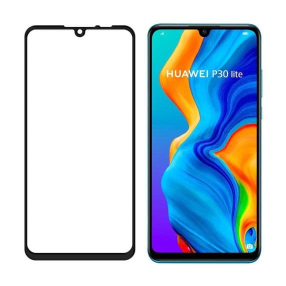 Huawei P30 Lite Skärmskydd – 3D Härdat Glas Svart (miljö)