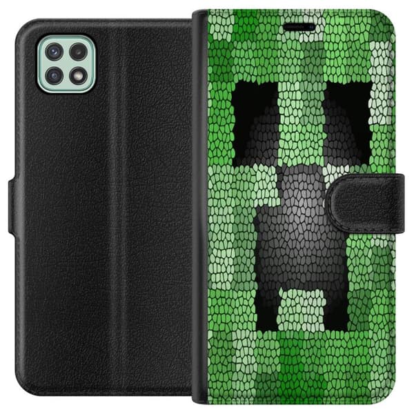 Samsung Galaxy A22 5G Plånboksfodral Creeper / Minecraft