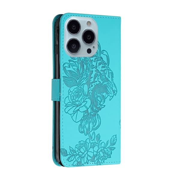 iPhone 14 Pro Fodral Tiger Tryck Blå