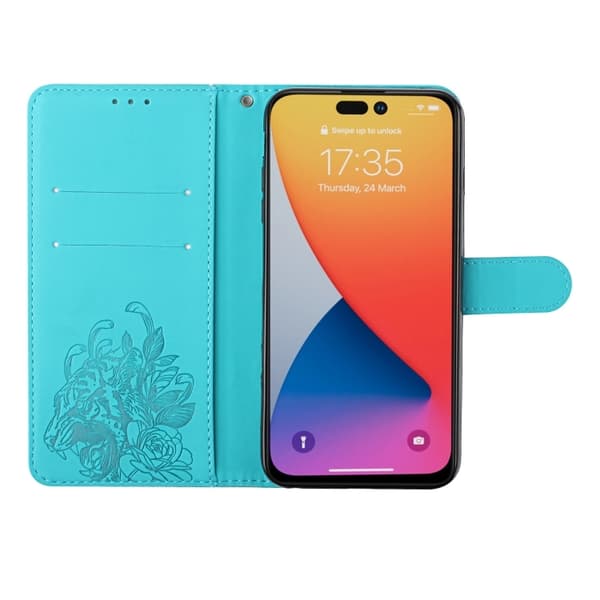 iPhone 14 Pro Fodral Tiger Tryck Blå