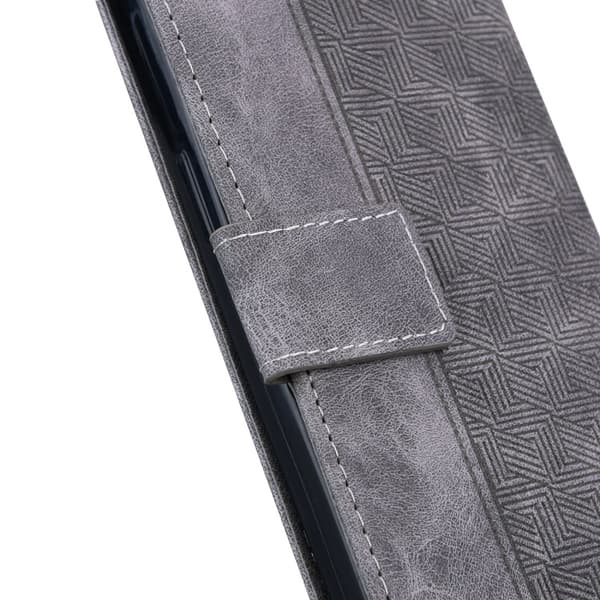 iPhone 14 Pro Max Fodral Geometrisk Läder Grå