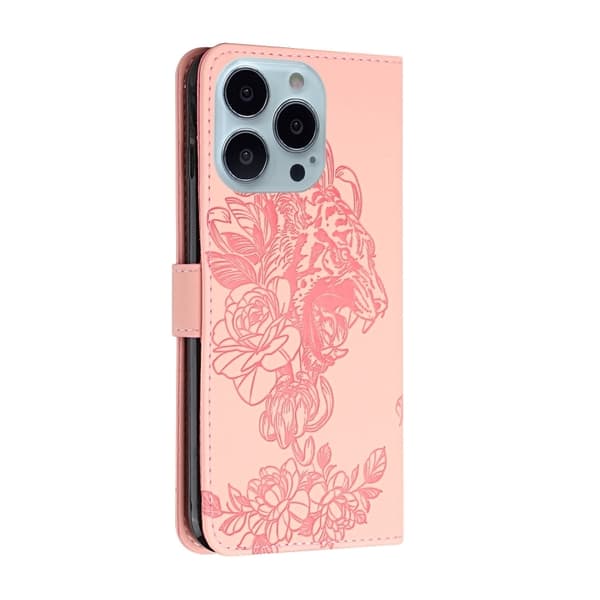 iPhone 14 Pro Fodral Tiger Tryck Roséguld