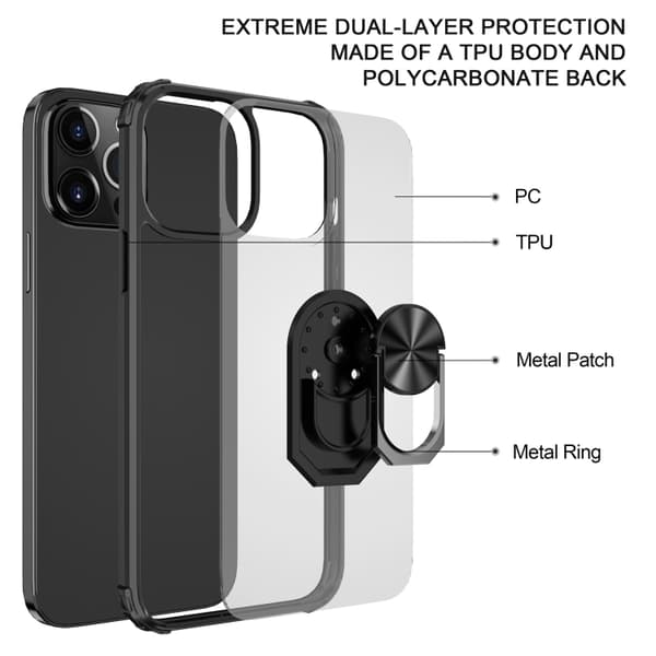 iPhone 14 Pro Max Skal Shockproof Armor Ring Svart