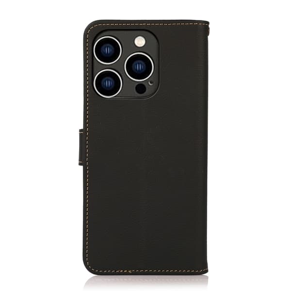 KHAZNEH iPhone 14 Pro Fodral RFID Äkta Läder Svart