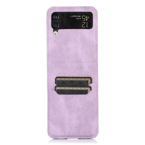 Samsung Galaxy Z Flip 4 Skal Läder Kortfack Lila