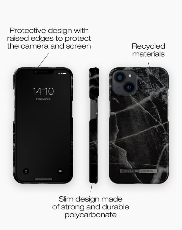 Printed Case iPhone 13 Black Thunder Marble
