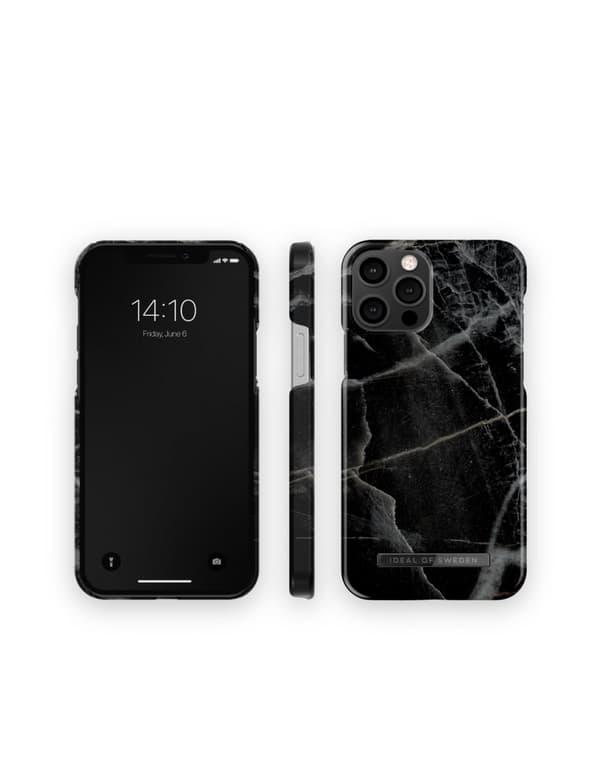 Printed Case iPhone 12 / 12 Pro Black Thunder Marble