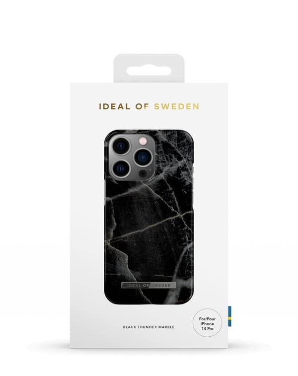 Printed Case iPhone 14 Pro Black Thunder Marble