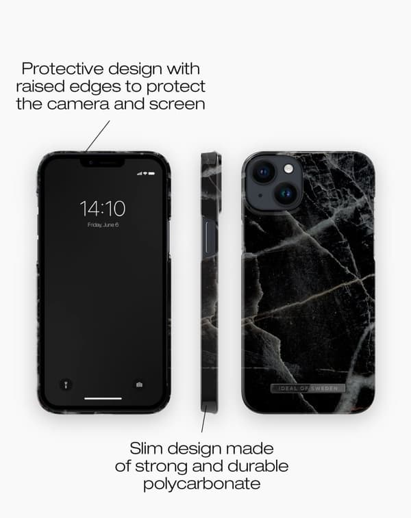 Printed Case MagSafe iPhone 14 Plus Black Thunder Marble