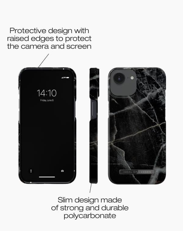 Printed Case MagSafe iPhone 13 / 14 / 16e Black Thunder Marble