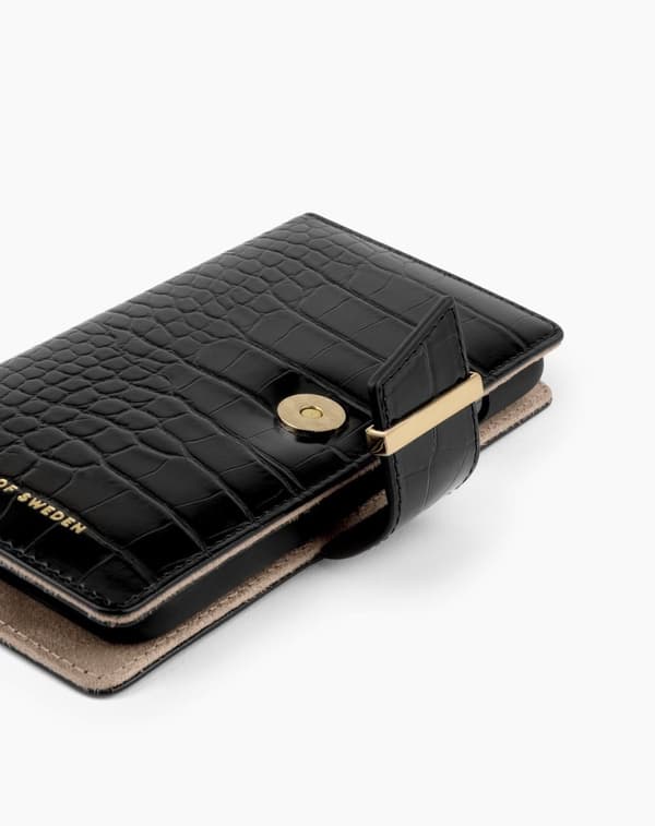 Cora Phone Wallet iPhone 12 Mini Jet Black Croco