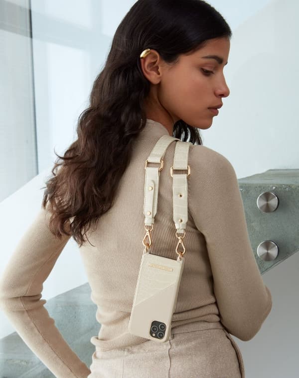 Atelier Necklace Case iPhone 12 Mini Cream Beige Croco