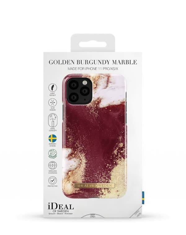 Printed Case iPhone 11 Pro / XS / X Golden Burgundy Marble