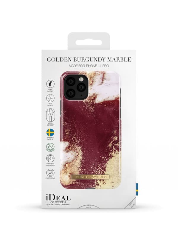 Printed Case iPhone 11 Pro / XS / X Golden Burgundy Marble