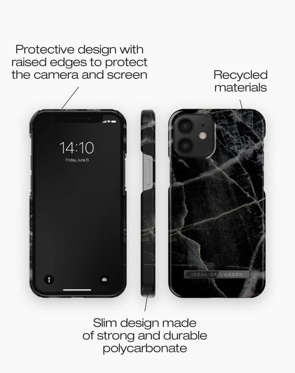 Printed Case iPhone 12 Mini Black Thunder Marble