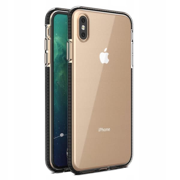 Spring Case geelikotelo värillisellä kehyksellä mustalle iPhone XS Maxille