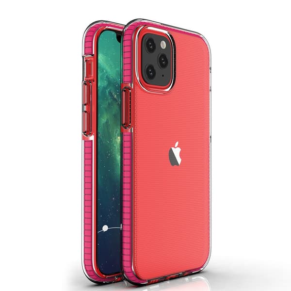 Spring Case geelikotelo värillisellä kehyksellä iPhone 12 mini tummanpunaiselle