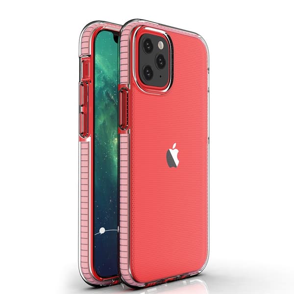 Spring Case geelikotelo värillisellä kehyksellä iPhone 12 mini vaaleanpunaiselle