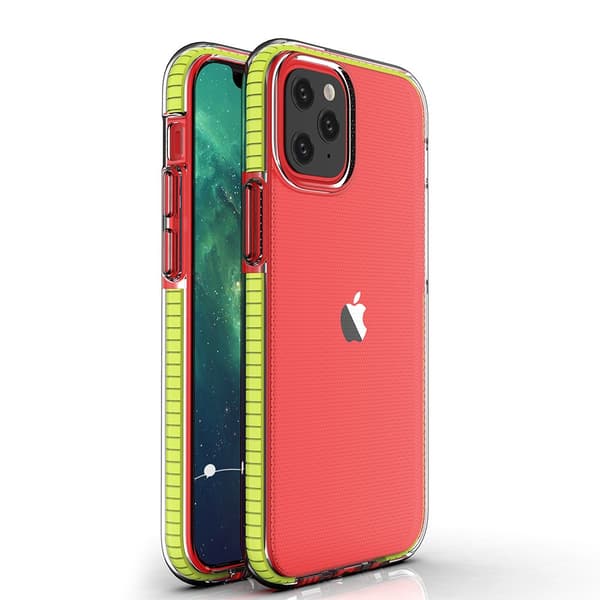 Spring Case geelikotelo värillisellä kehyksellä iPhone 12 mini keltaiselle