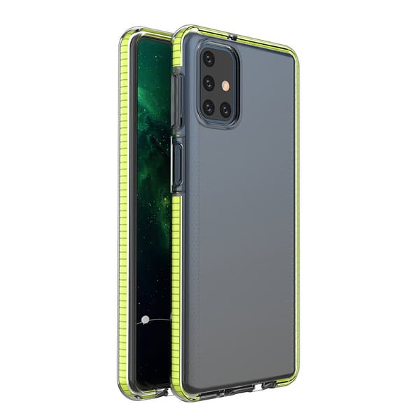 Spring Case gel taske med farvet ramme til Samsung Galaxy M51 gul