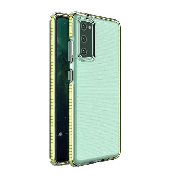 Spring Case geelikotelo värillisellä kehyksellä Samsung Galaxy S21 5G keltaiselle