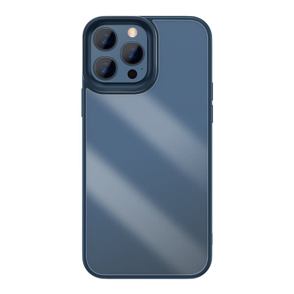 Baseus Crystal -puhelinkotelo panssaroitu kotelo iPhone 13 Pro Maxille geelikehyksellä sininen