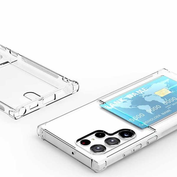 Samsung Galaxy S22 Ultra - Transparent Skal med Kortfack