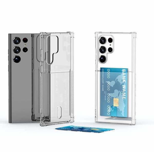 Samsung Galaxy S22 Ultra - Transparent Skal med Kortfack