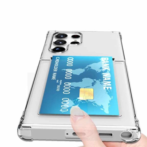 Samsung Galaxy S22 Ultra - Transparent Skal med Kortfack