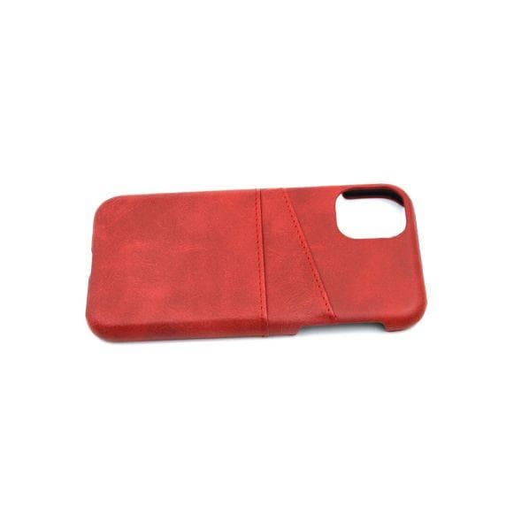iPhone 11 Pro Max PU Leather Kickstand Card Pocket Case Red