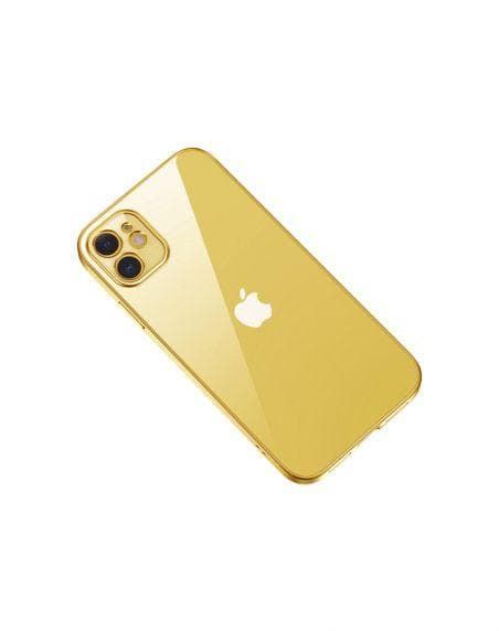 Apple iPhone 12 Luxury Classic Square Frame Protection Case Gold With Soft Thin Transparent Camera Protector High Quality