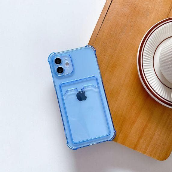 iPhone 12/12 Pro TPU Shockproof Protective Wallet Case Blue