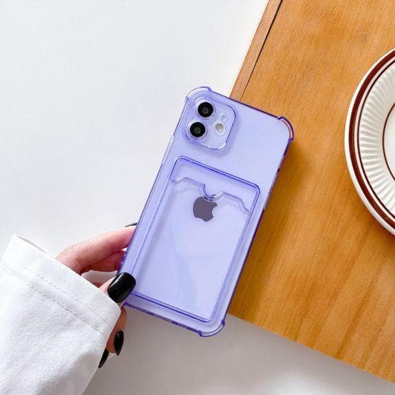 iPhone 12/12 Pro TPU Shockproof Protective Wallet Case Purple