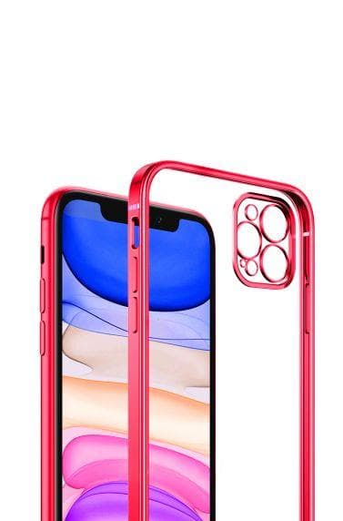 Apple iPhone 12 Pro Max Luxury Classic Square Frame Case Red with Soft Thin Transparent Camera Protector High Quality