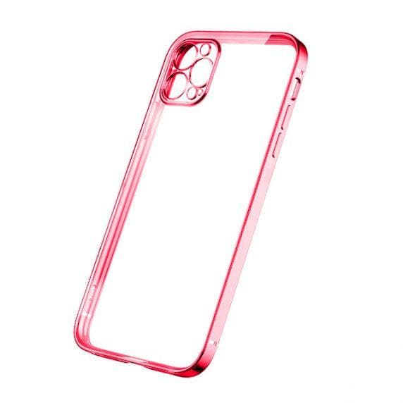 Apple iPhone 12 Pro Max Luxury Classic Square Frame Case Red with Soft Thin Transparent Camera Protector High Quality