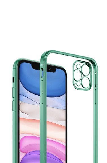 Apple iPhone 12 Pro Luxury Classic Square Frame Protection Case Green With Soft Thin Transparent Camera Protector High Quality