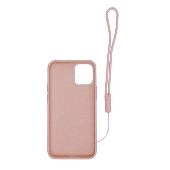 Apple iPhone 12/12 Pro Soft Liquid Silicone Case Pink with Magnetic Ring Holder Stand and Slim Hands Strap High Quality