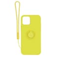 Miniatyrbild 1 av 4: Apple iPhone 12/12 Pro Soft Liquid Silicone Case Yellow with Magnetic Ring Holder Stand and Slim Hands Strap High Quality