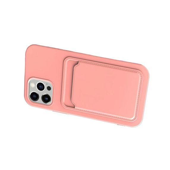 Original Candy Flower Wallet Card Slot Phone Case for iPhone 13 Pro Max Pink Soft Silicone Shockproof Cover