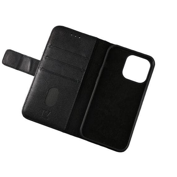 RV Plånboksfodral Genuint Läder - iPhone 13 - Svart